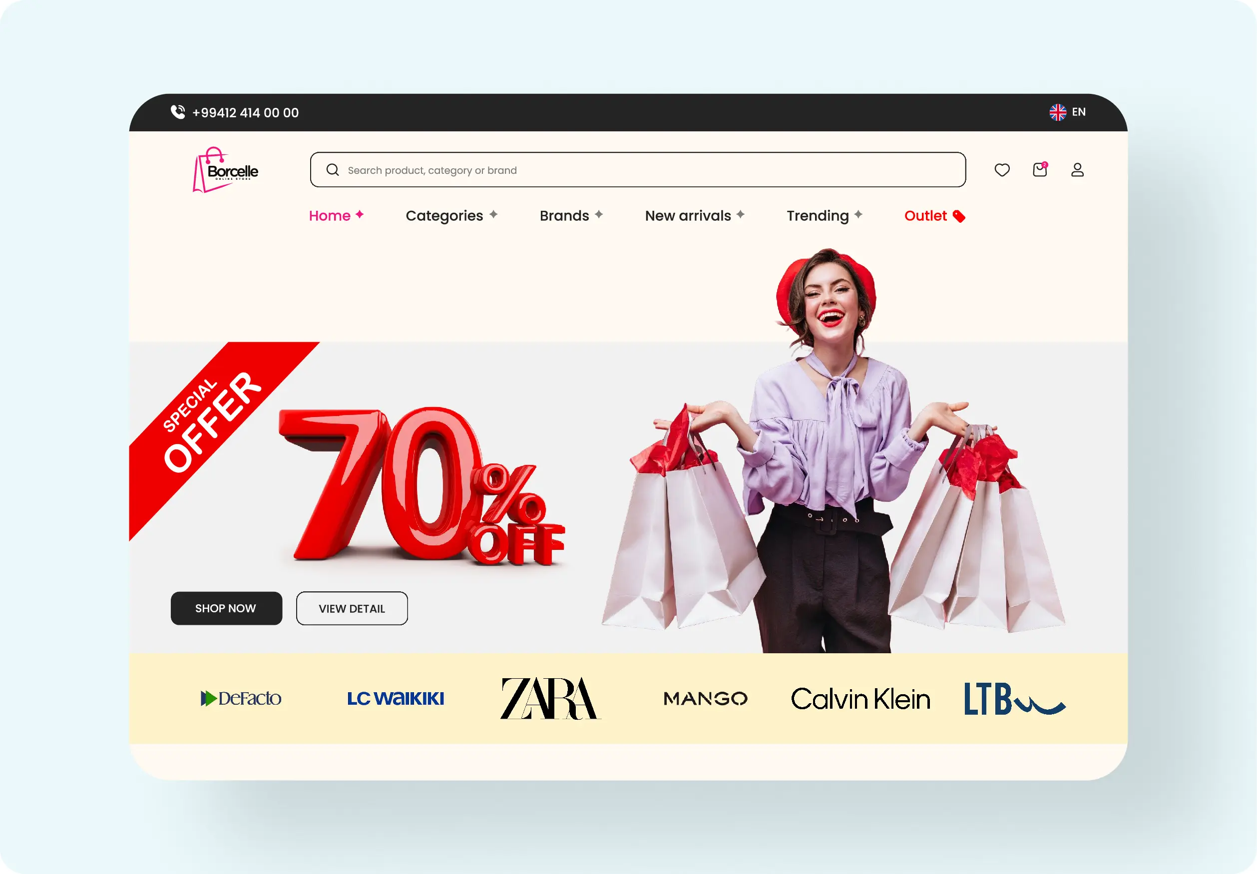 Borcelle online store — Veb sayt